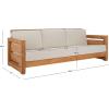 Safavieh Couture Patio Guadeloupe Natural Brazilian Teak and White Outdoor 3-Seat Sofa