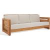 Safavieh Couture Patio Guadeloupe Natural Brazilian Teak and White Outdoor 3-Seat Sofa