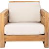 Safavieh Couture Patio Guadeloupe Natural Brazilian Teak and White Outdoor Club Chair