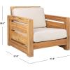 Safavieh Couture Patio Guadeloupe Natural Brazilian Teak and White Outdoor Club Chair