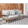 Safavieh Couture Patio Martinique Natural and White Wood Outdoor Sofa, Natural/White(Natural/Grey)
