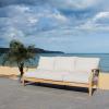 Safavieh Couture Patio Martinique Natural and White Wood Outdoor Sofa, Natural/White(Natural/White)