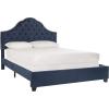 Safavieh Home Beckham Contemporary Light Grey Velvet Bed, Full(Navy)