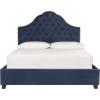 Safavieh Home Beckham Contemporary Light Grey Velvet Bed, Full(Navy)