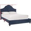 Safavieh Home Beckham Contemporary Light Grey Velvet Bed, Full(Navy)