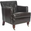 Safavieh Home Colin Blush Pink Velvet and White Washed Tufted Club Chair(Brown / Leather)
