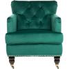 Safavieh Home Colin Blush Pink Velvet and White Washed Tufted Club Chair(Emerald / Espresso)