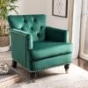 Safavieh Home Colin Blush Pink Velvet and White Washed Tufted Club Chair(Emerald / Espresso)