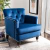 Safavieh Home Colin Blush Pink Velvet and White Washed Tufted Club Chair(Navy / Espresso)