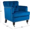 Safavieh Home Colin Blush Pink Velvet and White Washed Tufted Club Chair(Navy / Espresso)