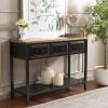 Safavieh Home Collection Aiden Black/Oak 3-Drawer Bottom Shelf Console Table(Black / Oak)