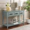 Safavieh Home Collection Aiden Black/Oak 3-Drawer Bottom Shelf Console Table(Blue)