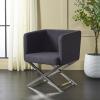 Safavieh Home Collection Celine Navy and Chrome Modern Glam Cross Leg Chair(Black / Chrome)