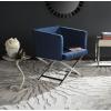 Safavieh Home Collection Celine Navy and Chrome Modern Glam Cross Leg Chair(Navy / Chrome)