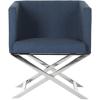 Safavieh Home Collection Celine Navy and Chrome Modern Glam Cross Leg Chair(Navy / Chrome)