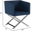 Safavieh Home Collection Celine Navy and Chrome Modern Glam Cross Leg Chair(Navy / Chrome)