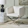 Safavieh Home Collection Celine Navy and Chrome Modern Glam Cross Leg Chair(White / Chrome)