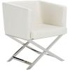 Safavieh Home Collection Celine Navy and Chrome Modern Glam Cross Leg Chair(White / Chrome)