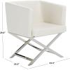 Safavieh Home Collection Celine Navy and Chrome Modern Glam Cross Leg Chair(White / Chrome)
