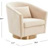 Safavieh Home Collection Clara Quilted Swivel Dusty Rose Tub Accent Chair(Cream / Gold)