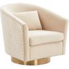 Safavieh Home Collection Clara Quilted Swivel Dusty Rose Tub Accent Chair(Cream / Gold)