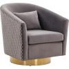 Safavieh Home Collection Clara Quilted Swivel Dusty Rose Tub Accent Chair(Gold / Slate Grey)