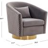 Safavieh Home Collection Clara Quilted Swivel Dusty Rose Tub Accent Chair(Gold / Slate Grey)