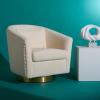 Safavieh Home Collection Clara Quilted Swivel Dusty Rose Tub Accent Chair(Ivory / Gold)