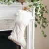 Safavieh Home Collection Cookie White 20-inch Hanging Knit Pom-Pom Holiday Christmas Stocking (Set of 2)
