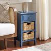 Safavieh Home Collection Everly Drawer White Wash 1-Drawer 2 Removable Baskets Side Table(Blue)
