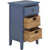 Safavieh Home Collection Everly Drawer White Wash 1-Drawer 2 Removable Baskets Side Table(Blue)