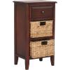 Safavieh Home Collection Everly Drawer White Wash 1-Drawer 2 Removable Baskets Side Table(Cherry)