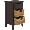 Safavieh Home Collection Everly Drawer White Wash 1-Drawer 2 Removable Baskets Side Table(Dark Chocolate)