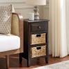 Safavieh Home Collection Everly Drawer White Wash 1-Drawer 2 Removable Baskets Side Table(Dark Chocolate)