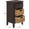 Safavieh Home Collection Everly Drawer White Wash 1-Drawer 2 Removable Baskets Side Table(Dark Chocolate)