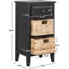 Safavieh Home Collection Everly Drawer White Wash 1-Drawer 2 Removable Baskets Side Table(Distressed Black)