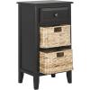 Safavieh Home Collection Everly Drawer White Wash 1-Drawer 2 Removable Baskets Side Table(Distressed Black)