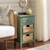 Safavieh Home Collection Everly Drawer White Wash 1-Drawer 2 Removable Baskets Side Table(Dusty Green)