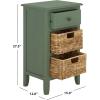 Safavieh Home Collection Everly Drawer White Wash 1-Drawer 2 Removable Baskets Side Table(Dusty Green)