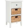 Safavieh Home Collection Everly Drawer White Wash 1-Drawer 2 Removable Baskets Side Table(Vintage White)