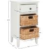 Safavieh Home Collection Everly Drawer White Wash 1-Drawer 2 Removable Baskets Side Table(Vintage White)