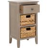 Safavieh Home Collection Everly Drawer White Wash 1-Drawer 2 Removable Baskets Side Table(White Washed)