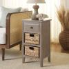 Safavieh Home Collection Everly Drawer White Wash 1-Drawer 2 Removable Baskets Side Table(White Washed)