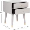 Safavieh Home Collection Lyla Mid Century Retro Silver Cap Nightstand, Walnut/Gold(Grey / Gold)