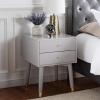Safavieh Home Collection Lyla Mid Century Retro Silver Cap Nightstand, Walnut/Gold(Grey / Gold)
