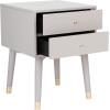 Safavieh Home Collection Lyla Mid Century Retro Silver Cap Nightstand, Walnut/Gold(Grey / Gold)