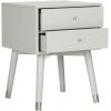 Safavieh Home Collection Lyla Mid Century Retro Silver Cap Nightstand, Walnut/Gold(Grey / Silver)