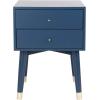 Safavieh Home Collection Lyla Mid Century Retro Silver Cap Nightstand, Walnut/Gold(Lapis Blue / Gold)
