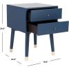 Safavieh Home Collection Lyla Mid Century Retro Silver Cap Nightstand, Walnut/Gold(Lapis Blue / Gold)