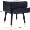 Safavieh Home Collection Lyla Mid Century Retro Silver Cap Nightstand, Walnut/Gold(Navy / Gold)